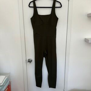 Everlane The Perform Square Neck Unitard in Dark Green